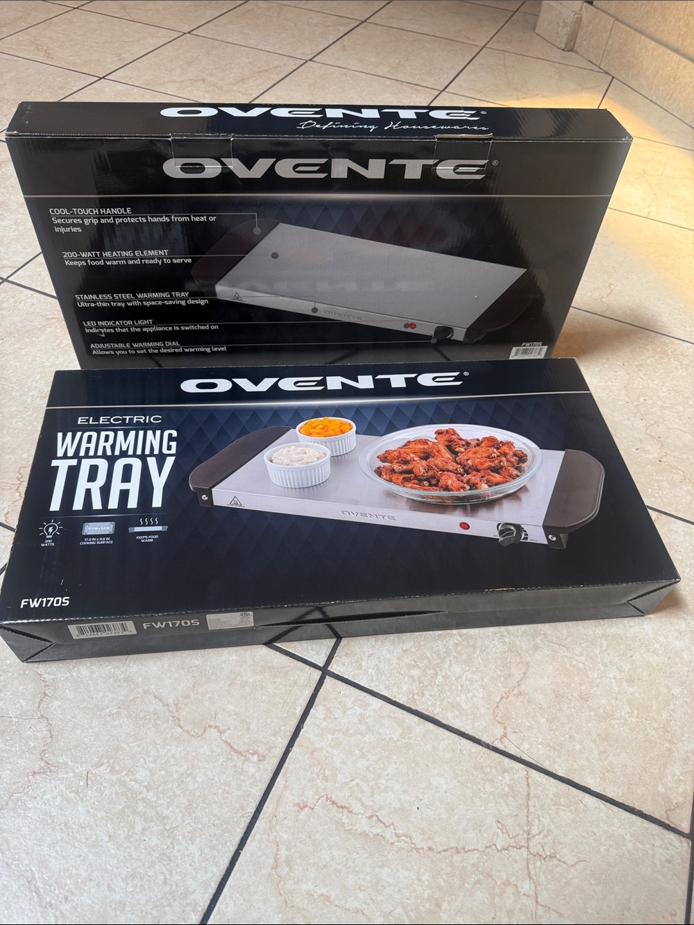 2 Electric Warming Tray in Silver and Black
